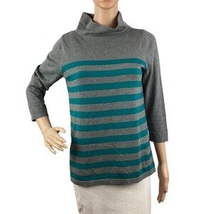 LOFT Outlet Sweater Size S Gray Stripe Mock Neck